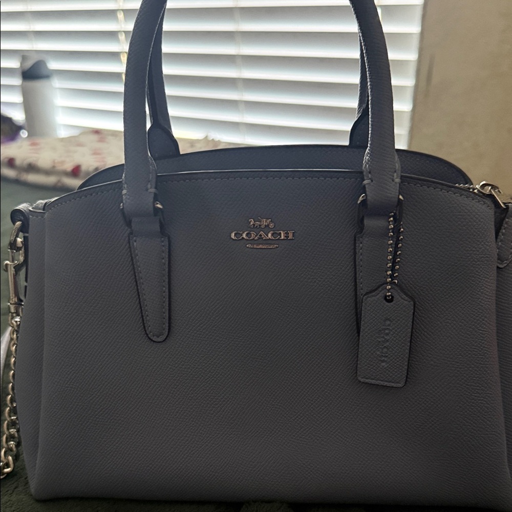 Coach Light Blue Leather Shoulder Bag with silver Accents - Picture 2 of 6